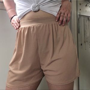 Soft High-Waisted Tan Boxer Shorts